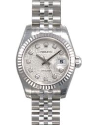 Rolex Datejust Silver Jubilee Diamond Dial Jubilee Bracelet 18k White Gold Fluted Bezel Ladies Watch 179174SJDJ
