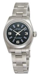 Rolex No Date Black Arabic Blue index Dial Oyster Bracelet Ladies Watch 176200BKABLSO