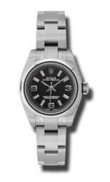 Rolex Black Dial Stainless Steel Oyster Bracelet Automatic Ladies Watch 176200BKPSAO