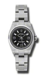 Rolex Black Dial Stainless Steel Oyster Bracelet Automatic Ladies Watch 176200BKSAO
