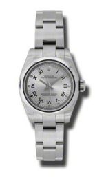 Rolex No Date Rhodium Roman Dial Domed Bezel Stainless Steel Oyster Bracelet Ladies Watch 176200RRO