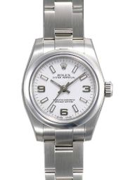 Rolex White Index Dial Stainless Steel Oyster Bracelet Automatic Ladies Watch 176200WASO
