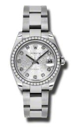 Rolex Silver Jubilee Diamond Dial 18kt White Gold Diamond Bezel Ladies Watch 178384SJDO
