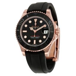 Rolex Yacht-Master Automatic Black Dial 18kt Everose Gold Black Rubber Strap Unisex Watch 268655BKSRS