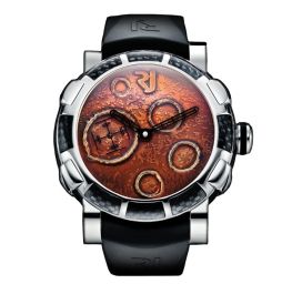 Romain Jerome Moon Dust Steel Mood Ochre Dial Black Rubber Automatic Men's Watch MOF111BB00
