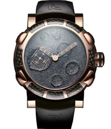 Romain Jerome Moondust Gold Mood Black Dial Rubber Men's Watch MB.F2.22BB.00