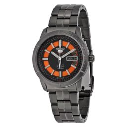 Seiko Automatic Black and Orange Dial Black PVD Men's Watch SRP345