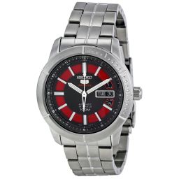 Seiko 5 Black And Red Dial Stainless Steel Men's Watch SRP339