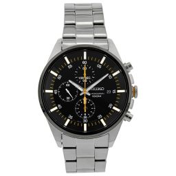 Seiko Black Dial Chronograph Stainless Steel Men's Watch SNDC85