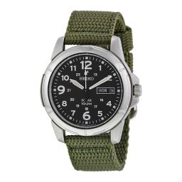 Seiko Black Dial Green Nylon Solar Quartz Men's Watch SNE095P2