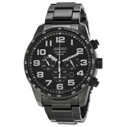 Seiko Chronograph Black Dial Black Ion-plated Stainless Steel Men's Watch SSC231