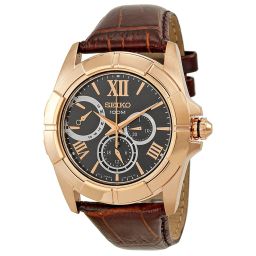 Seiko Classic Rose Gold-tone Stainless Steel Brown Leather Men's Watch SNT046
