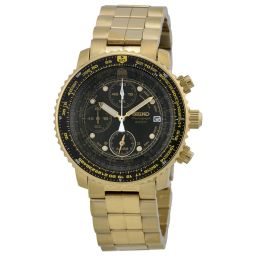 Seiko Flight Chronograph Gold-Tone Steel Men's Watch SNA414