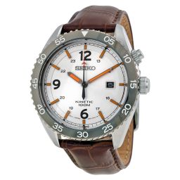Seiko Kinetic Silver Dial Brown Leather Strap Men's Watch SKA619