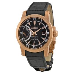 Seiko Premier Kinetic Brown Dial Black Leather Men's Watch SRG016P1