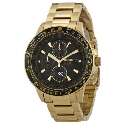 Seiko Prospex Solar Black Dial Gold Tone Stainless Steel Men's Watch SSC008