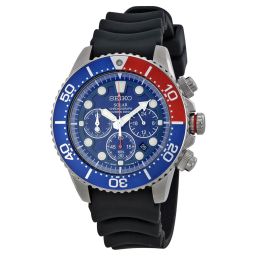 Seiko Prospex Solar Chronograph Blue Dial Black Rubber Men's Watch SSC031