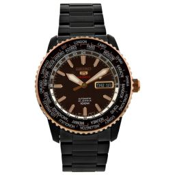 Seiko Seiko 5 Automatic World Time Brown Dial Stainless Steel Men's Watch SRP132