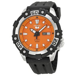 Seiko Series 5 Automatic Orange Dial Black Rubber Mend Watch SRP473