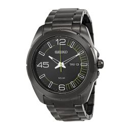 Seiko Solar Black Dial Black IP Stainless Steel Men's Watch SNE275