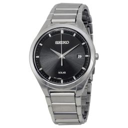 Seiko Solar Black Dial Stainless Steel Men's Watch SNE241