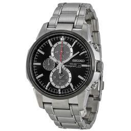 Seiko Solar Black Dial Stainless Steel Men's Watch SSC087