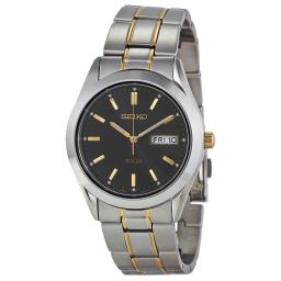 Seiko Solar Black Dial Two-tone Men's Watch SNE047