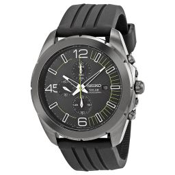 Seiko Solar Chronograph Black Dial Black Ion-plated Men's Watch SSC205
