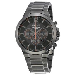 Seiko Solar Chronograph Black Dial Black Ion-Plated Stainless Steel Men's Watch SSC323