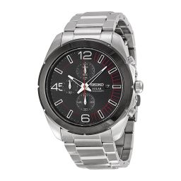 Seiko Solar Chronograph Black Dial Stainless Steel Men's Watch SSC215