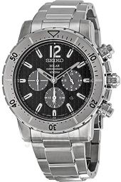 Seiko Solar Chronograph Black Dial Stainless Steel Men's Watch SSC223P1