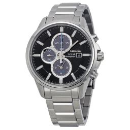 Seiko Solar Chronograph Black Dial Stainless Steel Men's Watch SSC267
