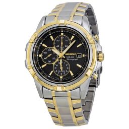 Seiko Solar Chronograph Black Dial Two-Tone Stainless Steel Men's Watch SSC142