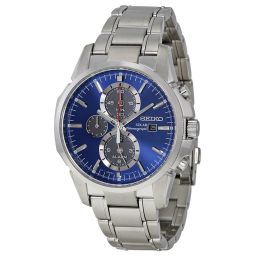 Seiko Solar Chronograph Blue Dial Stainless Steel Men's Watch SSC085