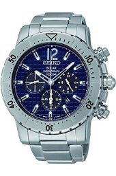 Seiko Solar Chronograph Blue Dial Stainless Steel Men's Watch SSC221P1