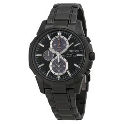 Seiko Solar Chronograph Dual Time Black IP Stainless Steel Men's Watch SSC095