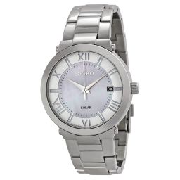 Seiko Solar Pink Mother of Pearl Dial Stainless Steel Ladies Watch SNE885