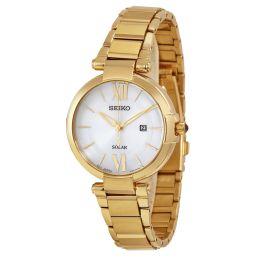 Seiko Solar Silver Dial Gold-tone Ladies Watch SUT158