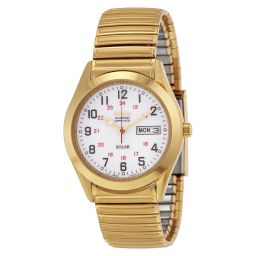 Seiko Solar White Dial Gold-tone Men's Watch SNE064