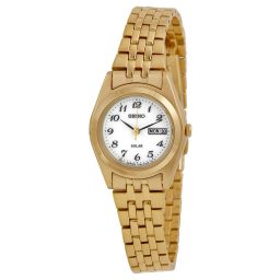 Seiko Solar White Dial Gold-tone Ladies Watch SUT118