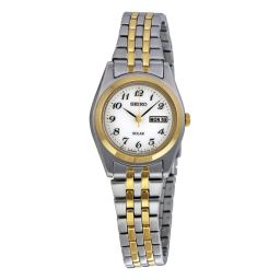 Seiko Solar White Dial Two-tone ladies Watch SUT116