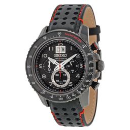 Seiko Sportura Chronograph Black Dial Black Leather Men's Watch SPC141