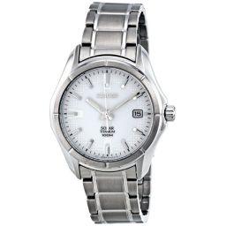 Seiko White Dial Grey Titanium Men's Watch SNE139