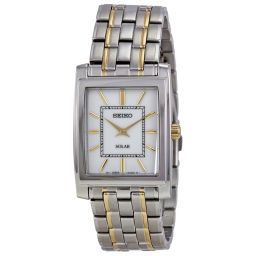 Seiko White Dial Two-tone Solar Quartz Men's Watch SUP893
