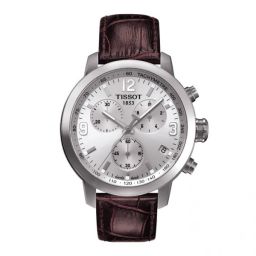 Tissot PRC 200 Quartz Chronograph Silver Brown Leather (T0554171603700)