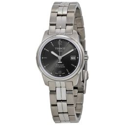 Tissot PR100 Black Dial Titanium Bracelet Ladies Watch T0493104406700