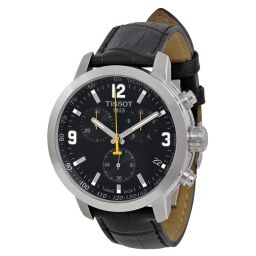 Tissot PRC 200 Chronograph Black Dial Black Leather Men's Watch T0554171605700
