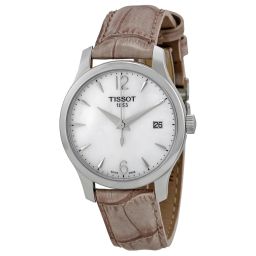 Tissot Tradition Mother of Pear Dial Grey Leather Ladies Watch T0632101711700