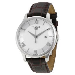 Tissot Tradition Silver Dial Brown Leather Men's Watch T0636101603800