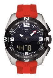 Tissot T-Touch Expert Solar Black Dial Red Silicon Band Men's Quartz WatchT0914204705700